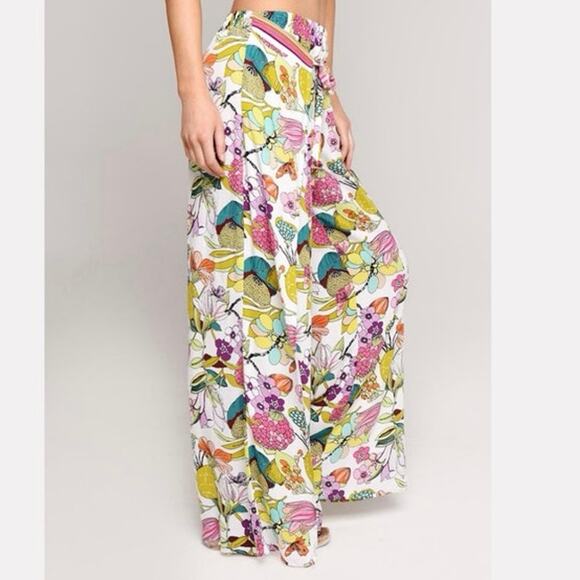 Trina Turk Wrap Pants Key West Botanical Size Large Resort Swim Coverup Tropical - Picture 7 of 10